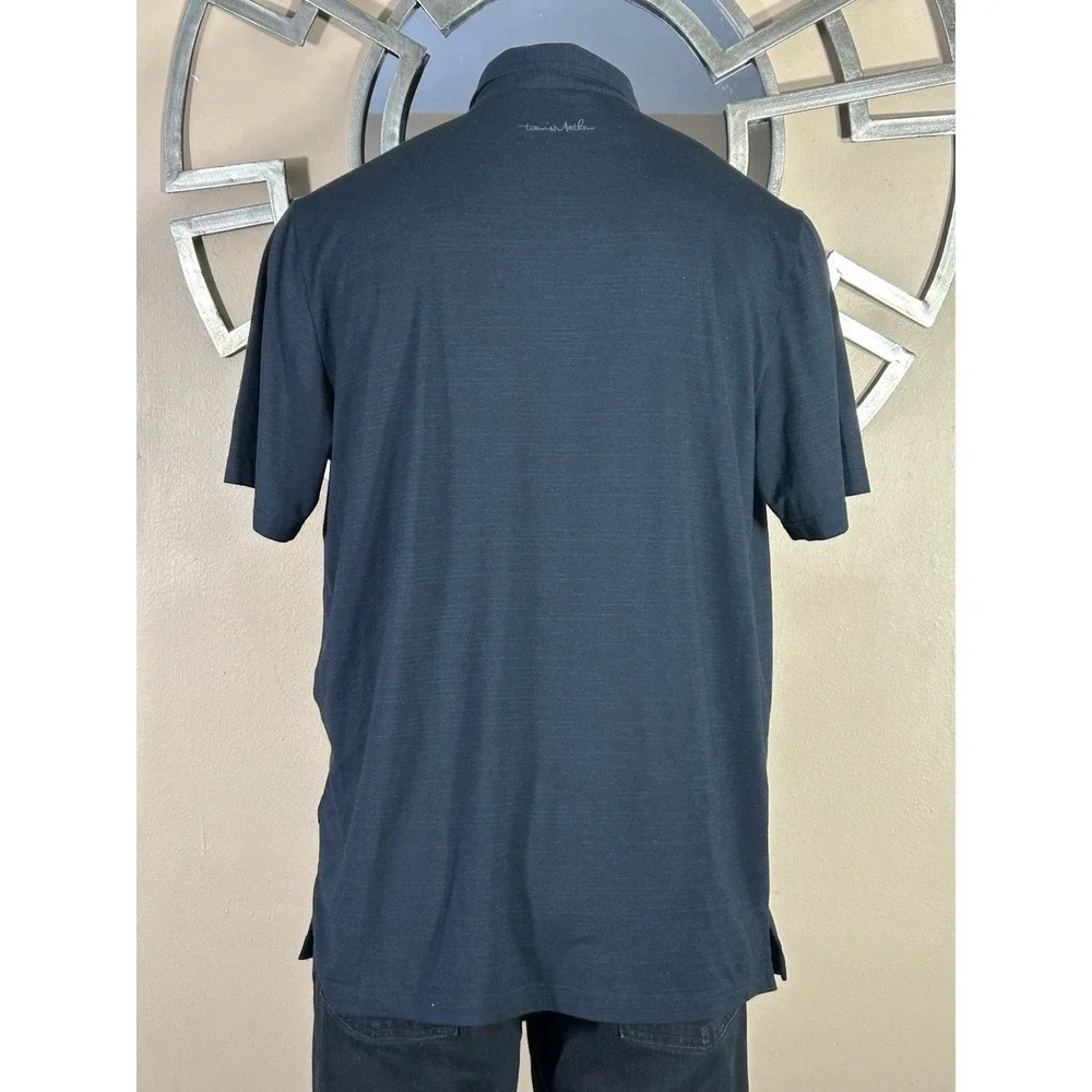 Travis Mathew Golf Polo Shirt Size XL Black Embroidered Rose‎